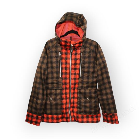Medium Burton Snowboard 3L Zephyr Jacket Buffalo Plaid BlackRedBrown FreeShip - Picture 11 of 11